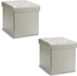 Giftdecor Poef Square BOX - 2x - hocker - opbergbox - zilvergrijs - polyester/mdf - 31 x 31 cm - opvouwbaar