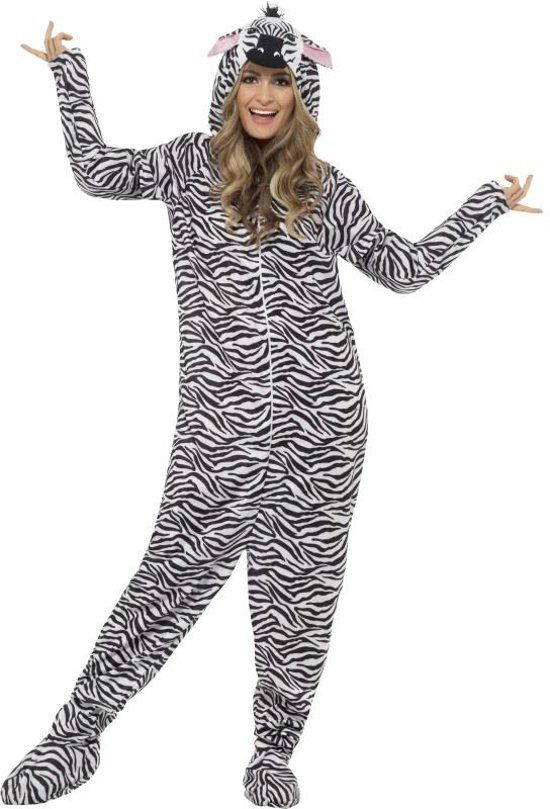 Smiffys Zebra kostuum Onesie Unisex - Herenmaat Medium