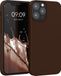 kwmobile telefoonhoesje geschikt voor Apple iPhone 12 / iPhone 12 Pro - Hoesje met siliconen coating - Smartphone case in chocoladebruin