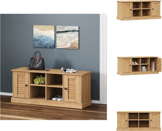 vidaXL Schoenenbank VIGO 106x35x45 cm Massief Grenenhout Bruin