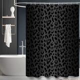 ZTTXL Douchegordijn, luipaardprint, zwart, D2, polyester, douchegordijnset voor badkamer, met haken, 182,9 x 182,9 cm