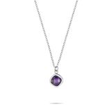Tamaris Halsketting met fonkelende zirkonia-hanger van roestvrij staal, zilver, ankerketting, verstelbaar tot 50 cm, waterdicht en huidvriendelijk