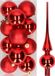 Decoris Kaemingk B.V. 12x Kerst rode kunststof kerstballen met glazen piek glans - Kerstversiering