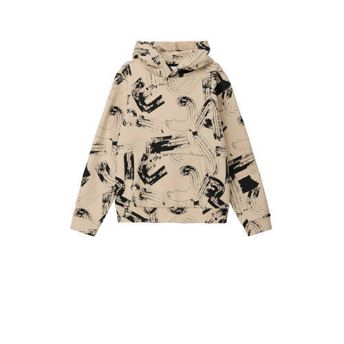 s.Oliver s.Oliver hoodie met all over print beige/zwart