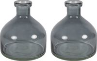 Countryfield Bloemenvaas Low Bottle - 2x - transparant donkergrijs - glas - D18 x H20 cm