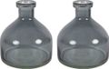 Countryfield Bloemenvaas Low Bottle - 2x - transparant donkergrijs - glas - D18 x H20 cm