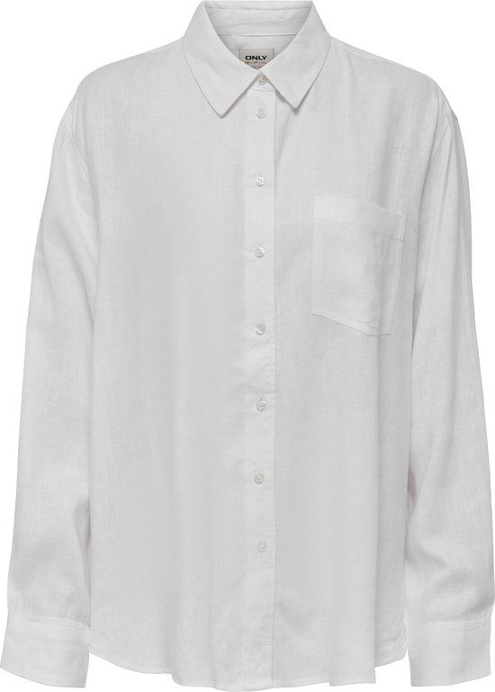 ONLY ONLTOKYO Linen Blend Blouse - Bright White - Women's Size M