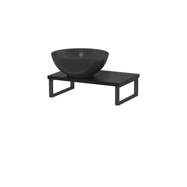 Maxaro Toiletmeubel met Waskom Quartz Modulo Mat Zwart 41 cm RVS Wandbeugels Zwart