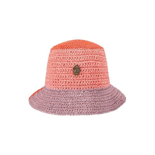 Kurt Geiger raffia bucket hat Eagle multi