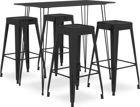 vidaXL 5-delige Barset zwart