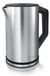 Arendo waterkoker ELEGANT, 1,5 liter, roestvrijstalen theekoker, 2200 W, temperatuurinstelling van 40 tot 100 °C, dubbelwandig, warmhoudfunctie, LED-display, BPA-vrij, zilver