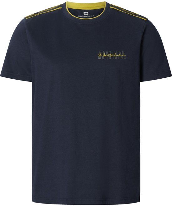 Jan Vanderstorm heren T-shirt - 64/66 - donkerblauw - Plus Size