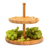 Merkloos Relaxdays serveerplateau - 2-laags - Ø 25 cm - bamboe