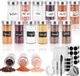 100 ml pots à épices ronds - pots à épices en verre avec couvercle en acier inoxydable - set de 12 pots à épices avec entonnoir et étiquette