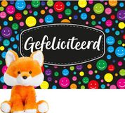 Keel Toys Pluche Vos Knuffel 14 cm met Gefeliciteerd A5 Wenskaart