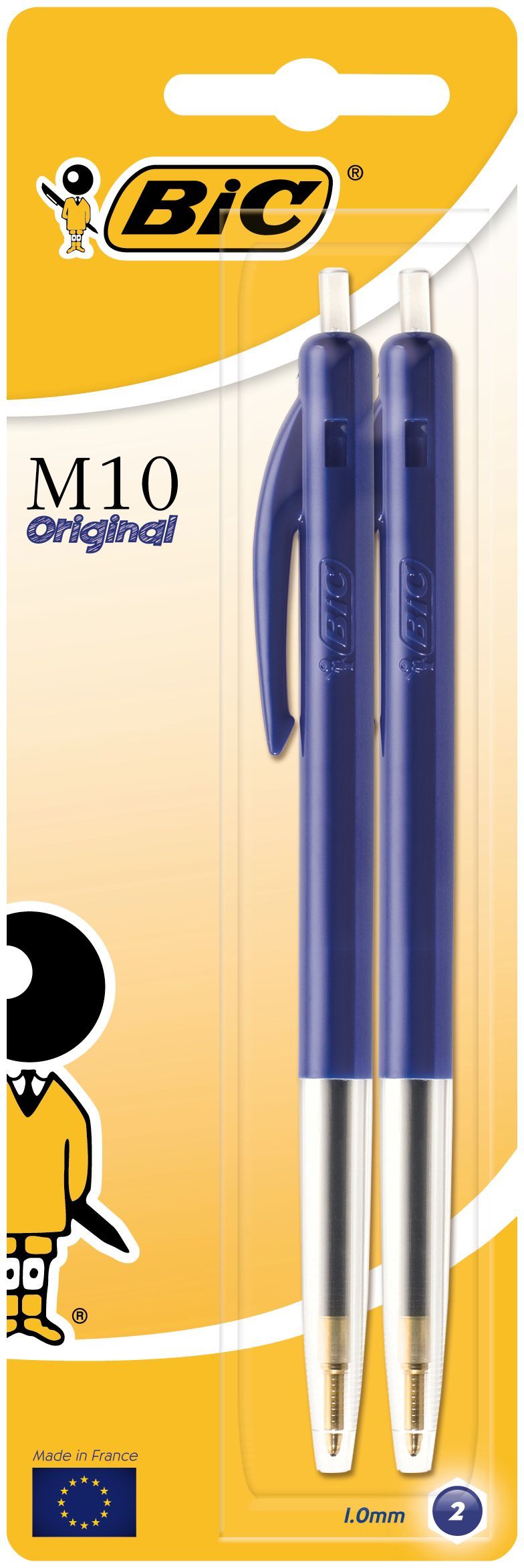BIC M10 Clic Blue, Transparent Ballpoint Pens (2-Pack)