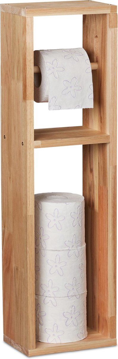 Relaxdays Toiletrolhouder Hout - Lichtbruin