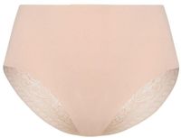 Bye Bra Maxi Slip Kanten Ondergoed met Hoge Taille en Volledige Bedekking, Zachte Tule Stretch Polyamide Elastaan ​​Naadloze Look, Beige & Zwart (Beige, L)