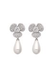 Leo E-Commerce Ltd. NAEMI Boucles d'oreilles argent blanc crème perle fleur pendantes 3,8 cm