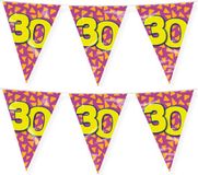 Paperdreams Verjaardag 30 jaar thema vlaggetjes - 2x - feestversiering - 10m - folie - dubbelzijdig