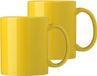 Bellatio Design Koffie mokken/bekers Nantes - 2x - keramiek - met oor - geel - 300 ml