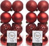 Decoris Kaemingk B.V. Kerstballenset - 32 stuks - 6cm - Kunststof - Rood