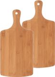 Zeller Bamboe planche à découper en bois avec poignée - 2x pièces - 40 x 19,5 cm