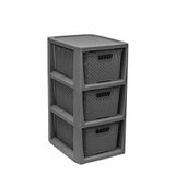 BranQ - Home essential Rek in rotan design, antraciet, 29,5x24x48,7 cm, 3 manden