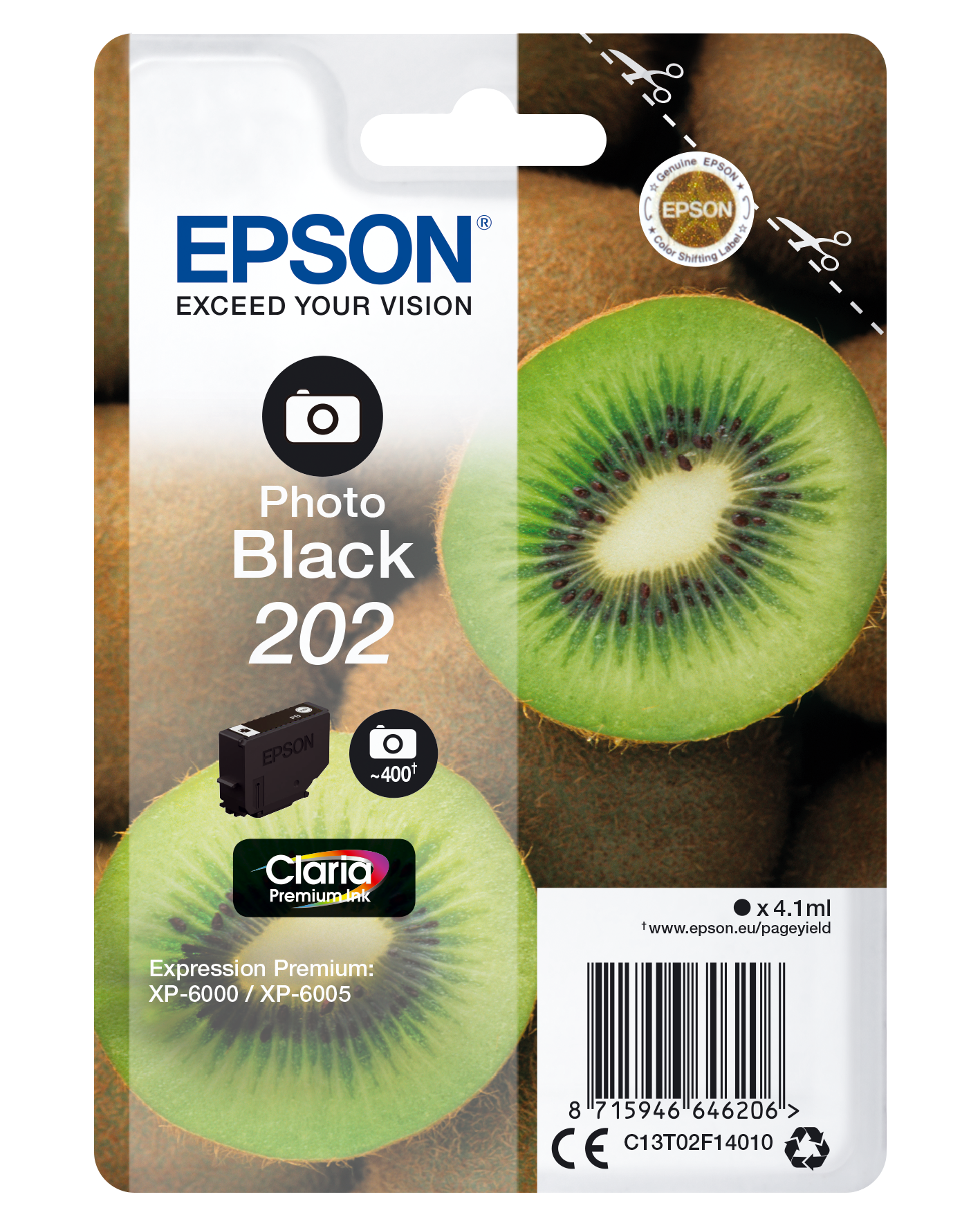 Epson Kiwi Singlepack Photo Black 202 Claria Premium Ink single pack / foto zwart