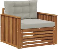 vidaXL Buitensofa Massief Acaciahout en Polyester Naturel en lichtgrijs