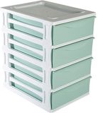 Hega Hogar Ladeblokje/bureau organizer 4x lade - wit/mintgroen - L26 x B35 x H39 cm - kunststof