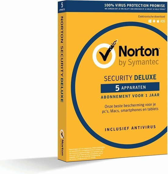 Norton Security Deluxe 3.0 Nederlands - Frans - 5 apparaten - 1 jaar Windows - Mac - iOS - Android