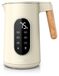 Arendo waterkoker, roestvrij staal, 1,7 liter, 2200 W, theekoker met temperatuurregeling van 40 tot 100 °C, 5 directe selectietoetsen, dubbelwandig, handgreep met houtlook, LED-display, BPA-vrij, beige