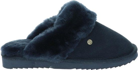 Warmbat Flurry Suede Dames Sloffen - Donkerblauw - Maat 36
