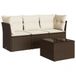 vidaXL 4-delige Loungeset met kussens, polyrattan, bruin