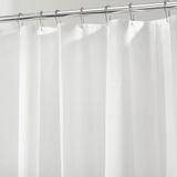 iDesign Douchegordijn met magnetische zoom, lang douchegordijn van schimmel PEVA, stijlvolle en waterafstotende douchegordijn voor badkamer, vorstwit, 183 x 183 cm