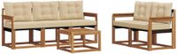 vidaXL - Acacia Hout Loungeset - Natuurlijk en Beige - 5 Zitplaatsen - Inclusief Tafel