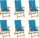 Maison Exclusive - Set de 6 chaises pliantes en teck massif avec coussins bleus