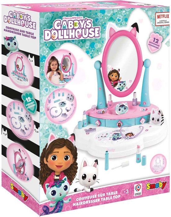 Smoby Gabby's Poppenhuis kaptafel speelgoedset met accessoires - 12-delig
