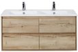 BES LED Porto Badmeubelset 120 cm - 4 Laden Natuur Eiken - Keramische Wastafel Wit Slim