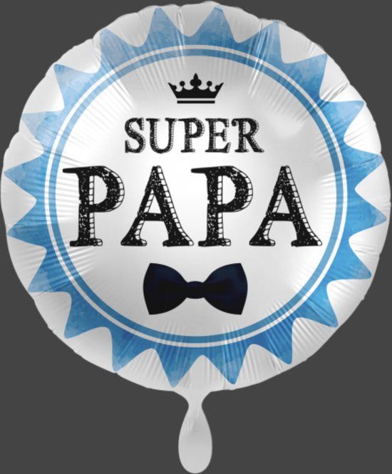 Super papa folieballon rond blauw/zwart/wit 1 stuk(s)
