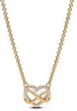 Pandora Moments Funkelnde Unendlichkeits-Herz Collier-Halskette aus Sterling Silber mit vergoldeter Metalllegierung und Zirkonia Steinen, Größe 50cm, 362666C01-50