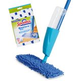 Spontex Quick Spray Duo Flat Spray Mop met wasbare Microvezel Mop Head Pads | Reinigt laminaat, hout en tegelvloeren | No-Touch omkeerbare dweilkop