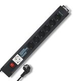 REV Supraline stekkerdoos, 6+1 stopcontacten, 3,1 meter kabel, antraciet