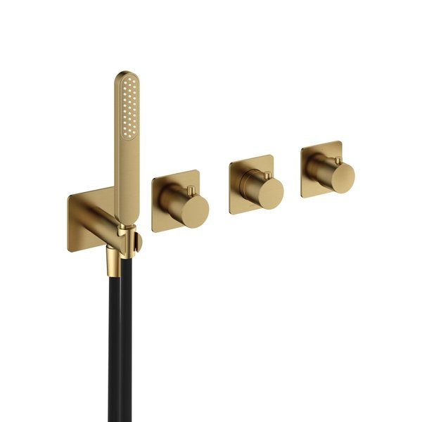 hotbath Gal Afbouwdeel voor Inbouw bad/douche thermostaat 2 stopkranen zonder uitloop Geborsteld messing PVD GL7071EXTBBP