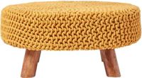 Homescapes Gebreide voetenbank 30cm hoog, Mosterd