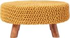 Homescapes Gebreide voetenbank 30cm hoog, Mosterd