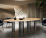DELIFE Table à manger Edge ovale 280x130x2,5 chêne naturel Pilier acier inoxydable brossé Flow-Edge