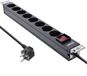 InLine® 19 contactdoos, 8-voudig aardingscontact, met schakelaar, 2m, zwart