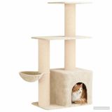 VidaXL Arbre à chat avec poteaux à gratter en sisal couleur crème 133 cm